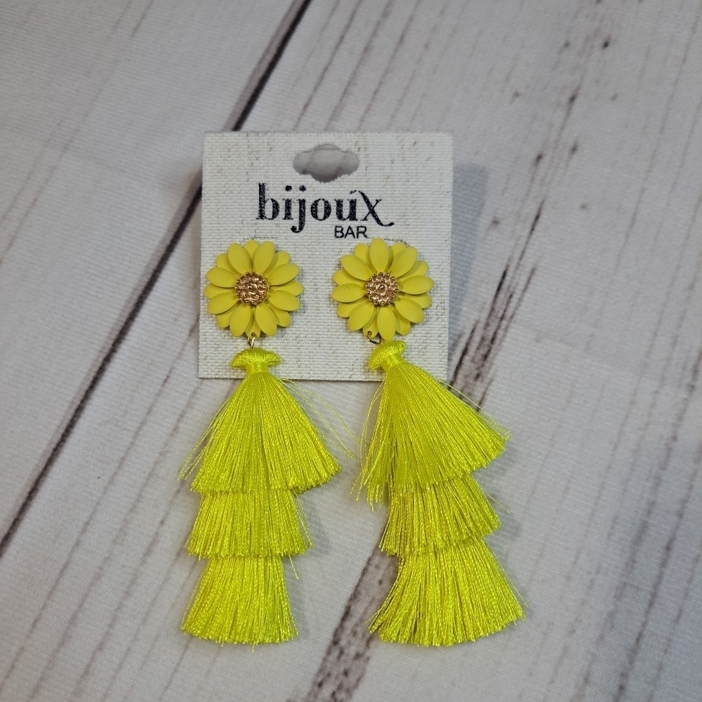 Bijoux Bar Yellow Flower Tassel Earrings